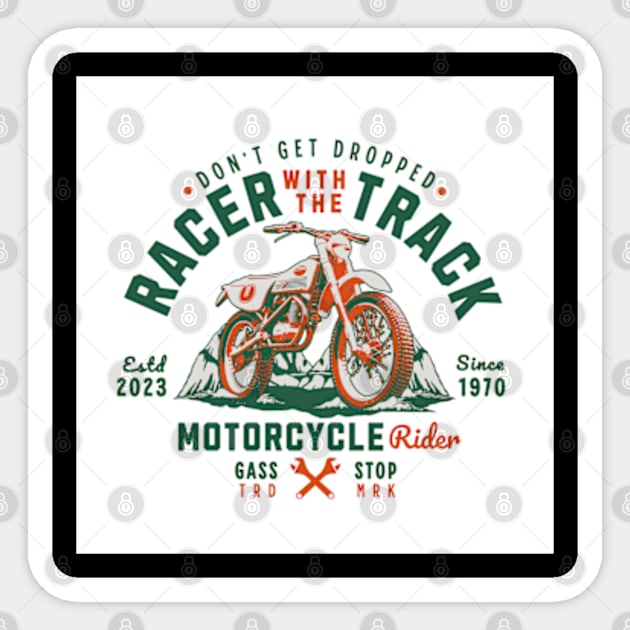 Motorcycle Rider - Racer With The Track Sticker by Oldetimemercan